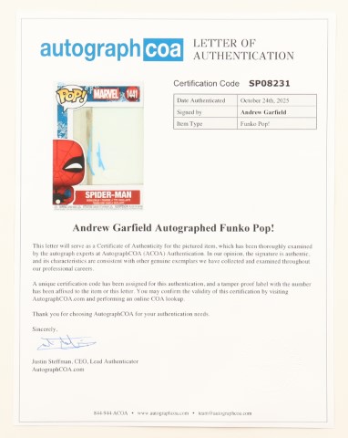 Spiderman "Spiderman" Pop #1441 signed in person by Andrew Garfield - Image 3